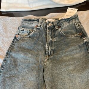 High Rise Wide Leg Blue Denim Jeans